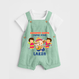 Ganapati Bappa Superstar Dungaree Set | Custom Baby Dungaree Set for Ganesha Celebration - MINT GREEN - 0 - 5 Months Old (Chest 18")