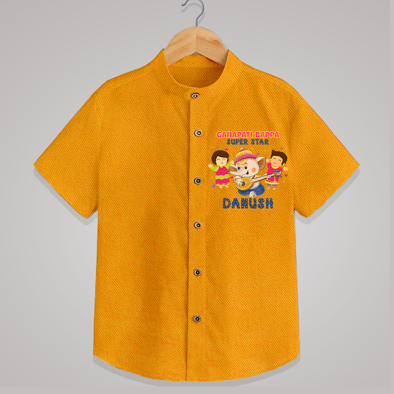 Ganapati Bappa Superstar Shirt | Custom Baby Shirt for Ganesha Celebration - CHROME YELLOW - 0 - 6 Months Old (Chest 23")