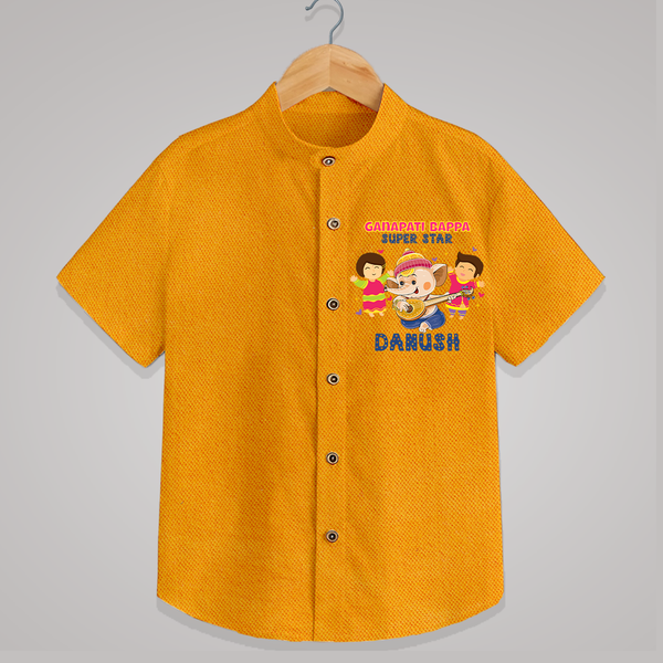 Ganapati Bappa Superstar Shirt | Custom Baby Shirt for Ganesha Celebration - CHROME YELLOW - 0 - 6 Months Old (Chest 23")