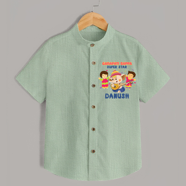 Ganapati Bappa Superstar Shirt | Custom Baby Shirt for Ganesha Celebration - MINT GREEN - 0 - 6 Months Old (Chest 23")