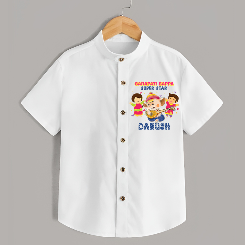 Ganapati Bappa Superstar Shirt | Custom Baby Shirt for Ganesha Celebration - WHITE - 0 - 6 Months Old (Chest 23")