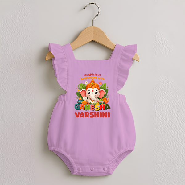 Auspicious Beginnings with Ganesha Romper Frock | Custom Baby Romper Frock for Ganesha Celebration - BABY PINK - 0 - 3 Months Old (Chest 19")