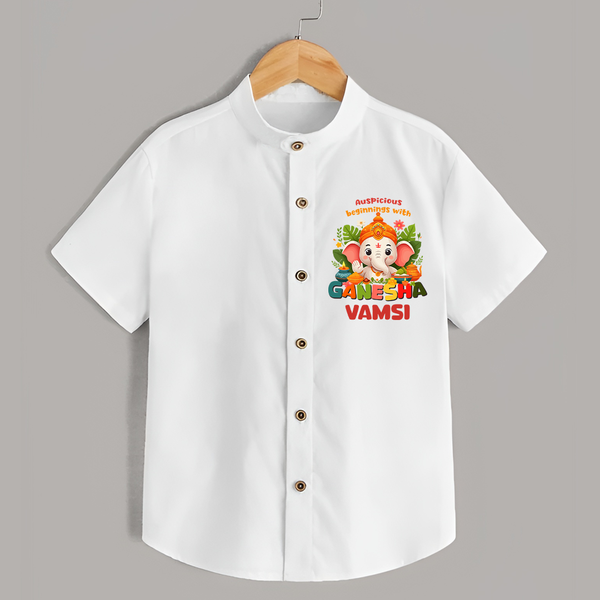 Auspicious Beginnings with Ganesha Shirt | Custom Baby Shirt for Ganesha Celebration - WHITE - 0 - 6 Months Old (Chest 23")