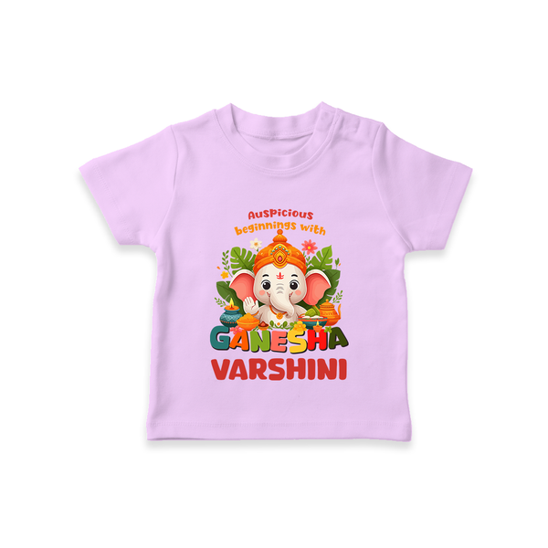Auspicious Beginnings with Ganesha T-Shirt | Custom Baby T-Shirt for Ganesha Celebration - LILAC - 0-5 Months Old (Chest 17")