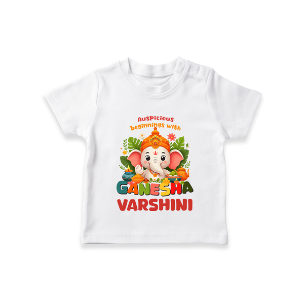 Auspicious Beginnings with Ganesha T-Shirt | Custom Baby T-Shirt for Ganesha Celebration - WHITE - 0-5 Months Old (Chest 17")