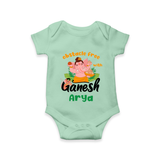 Obstacle Free with Ganesha Romper | Personalized Baby Romper for Ganesha Devotees - MINT GREEN - New Born (Chest 14")