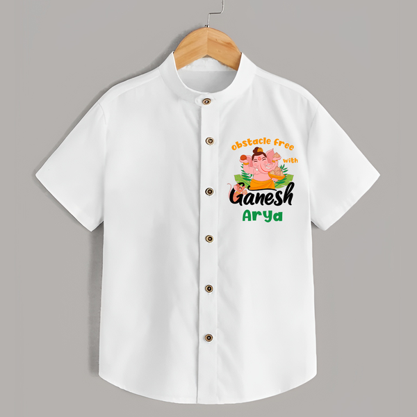 Obstacle Free with Ganesha Shirt | Personalized Baby Shirt for Ganesha Devotees - WHITE - 0 - 6 Months Old (Chest 23")