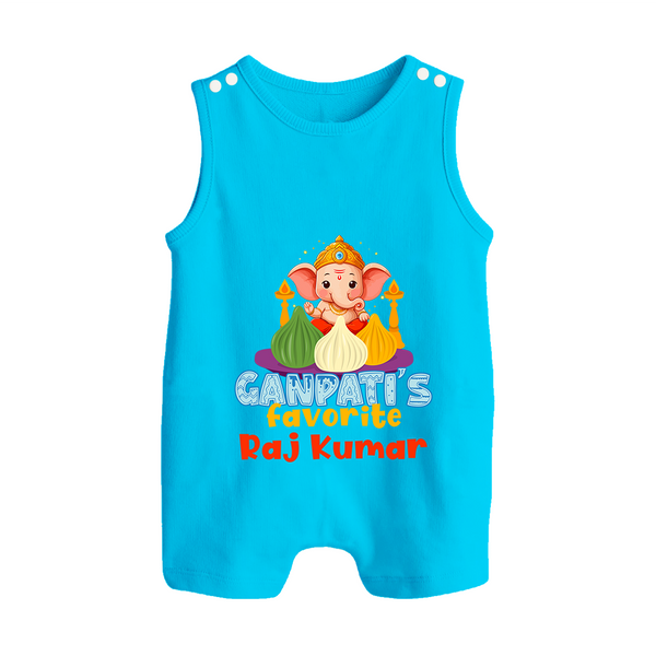 Ganapati's Favorite Romper Suit / Sleeveless Romper | Custom Baby Romper Suit / Sleeveless Romper for Ganesha Celebration - SKY BLUE - 0 - 5 Months Old (Chest 18")