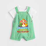 Ganapati's Favorite Dungaree Set | Custom Baby Dungaree Set for Ganesha Celebration - GREEN - 0 - 5 Months Old (Chest 18")