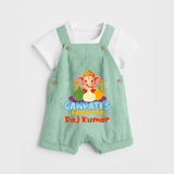 Ganapati's Favorite Dungaree Set | Custom Baby Dungaree Set for Ganesha Celebration - MINT GREEN - 0 - 5 Months Old (Chest 18")