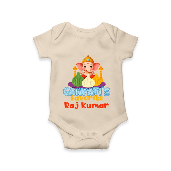 Ganapati's Favorite Romper | Custom Baby Romper for Ganesha Celebration - IVORY - New Born (Chest 14")