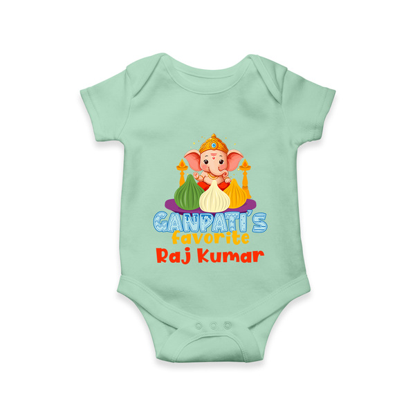 Ganapati's Favorite Romper | Custom Baby Romper for Ganesha Celebration - MINT GREEN - New Born (Chest 14")