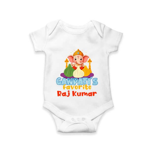 Ganapati's Favorite Romper | Custom Baby Romper for Ganesha Celebration - WHITE - New Born (Chest 14")