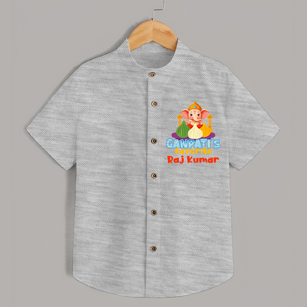 Ganapati's Favorite Shirt | Custom Baby Shirt for Ganesha Celebration - GREY - 0 - 6 Months Old (Chest 23")