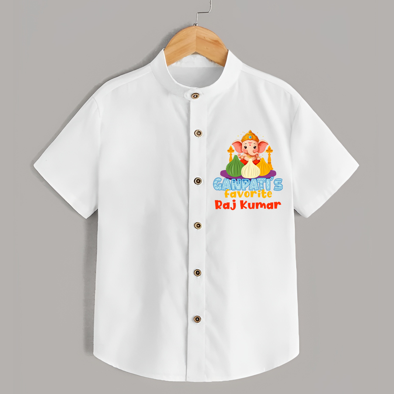 Ganapati's Favorite Shirt | Custom Baby Shirt for Ganesha Celebration - WHITE - 0 - 6 Months Old (Chest 23")
