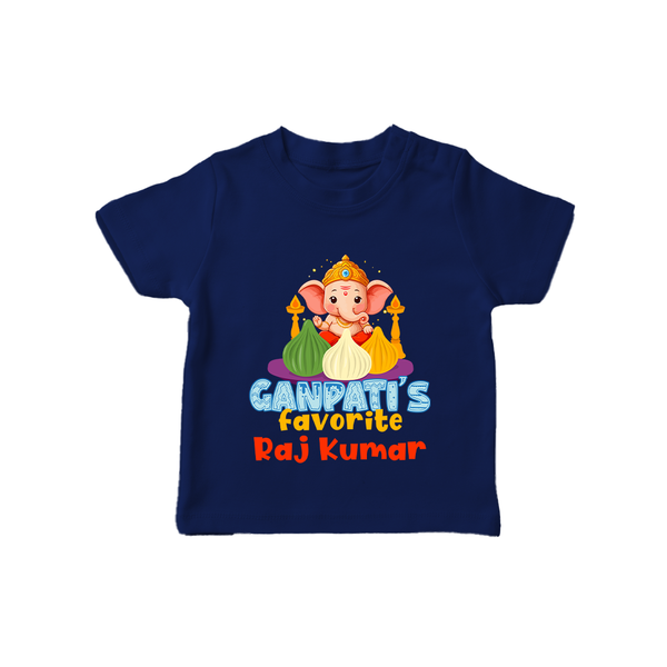 Ganapati's Favorite T-Shirt | Custom Baby T-Shirt for Ganesha Celebration - NAVY BLUE - 0-5 Months Old (Chest 17")