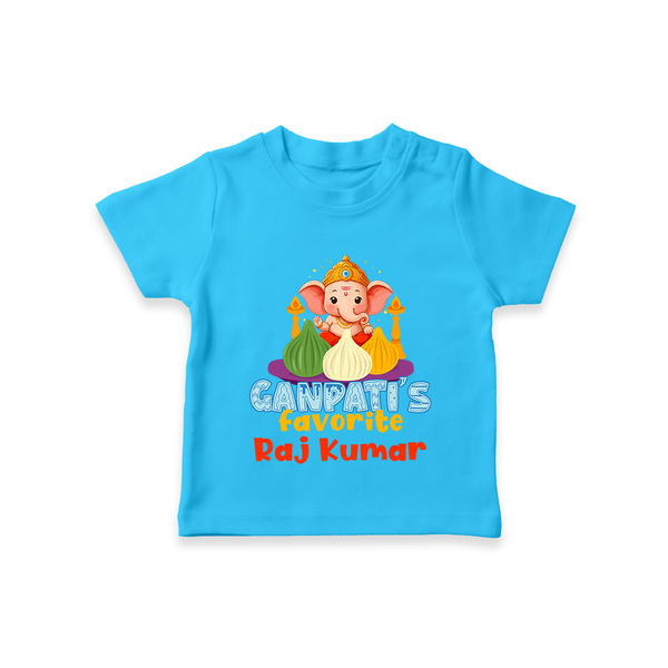 Ganapati's Favorite T-Shirt | Custom Baby T-Shirt for Ganesha Celebration - SKY BLUE - 0-5 Months Old (Chest 17")