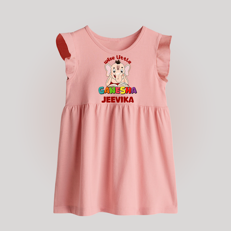 Wise Little Ganesha Baby Frock | Personalized Baby Frock for Ganesha Festival - BABY PINK - 0 - 3 Months Old (Chest 17")