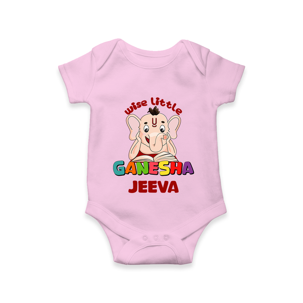 Wise Little Ganesha Romper | Personalized Baby Romper for Ganesha Festival - BABY PINK - New Born (Chest 14")