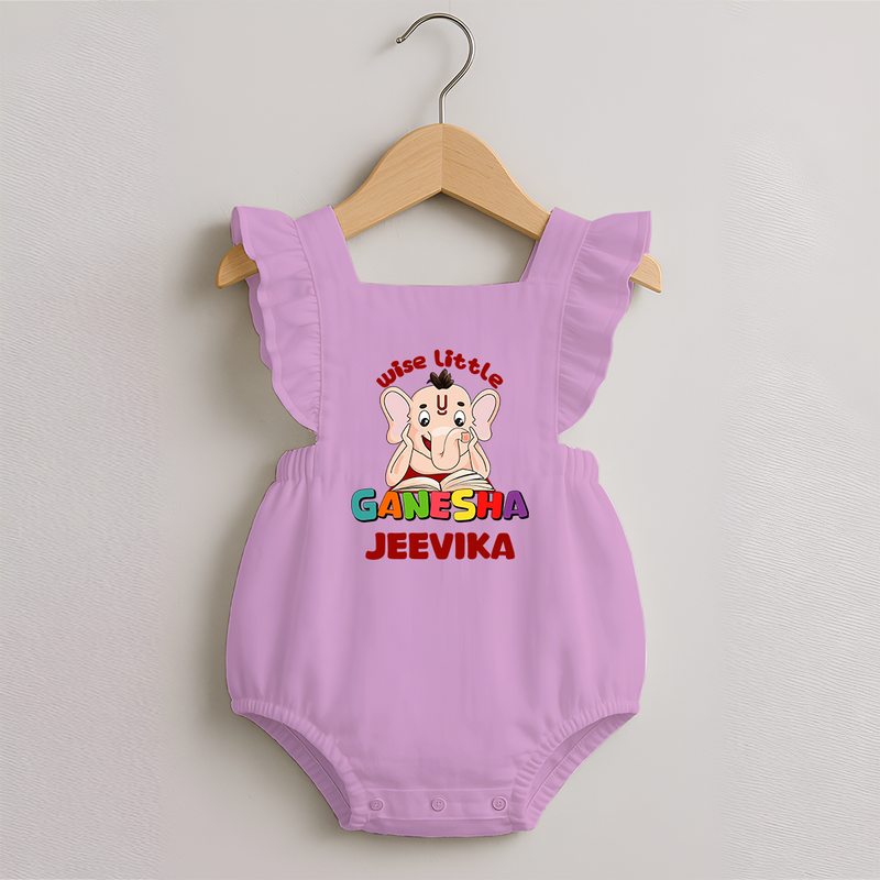 Wise Little Ganesha Romper Frock | Personalized Baby Romper Frock for Ganesha Festival - BABY PINK - 0 - 3 Months Old (Chest 19")