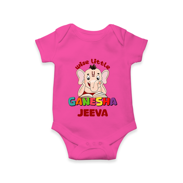 Wise Little Ganesha Romper | Personalized Baby Romper for Ganesha Festival - HOT PINK - New Born (Chest 14")