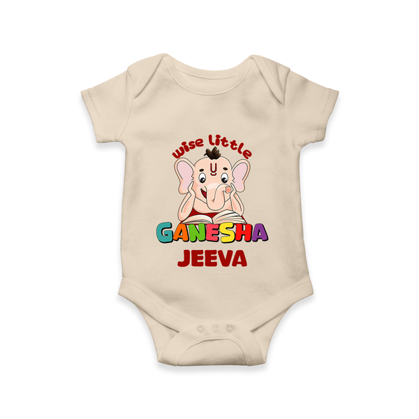 Wise Little Ganesha Romper | Personalized Baby Romper for Ganesha Festival - IVORY - New Born (Chest 14")