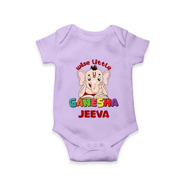 Wise Little Ganesha Romper | Personalized Baby Romper for Ganesha Festival - LILAC - New Born (Chest 14")