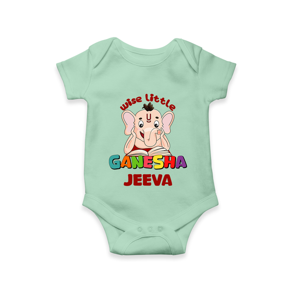 Wise Little Ganesha Romper | Personalized Baby Romper for Ganesha Festival - MINT GREEN - New Born (Chest 14")