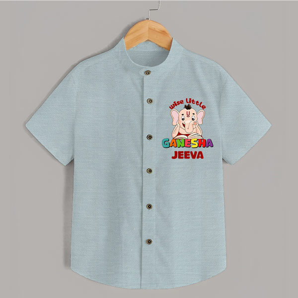 Wise Little Ganesha Shirt | Personalized Baby Shirt for Ganesha Festival - ARCTIC BLUE - 0 - 6 Months Old (Chest 23")