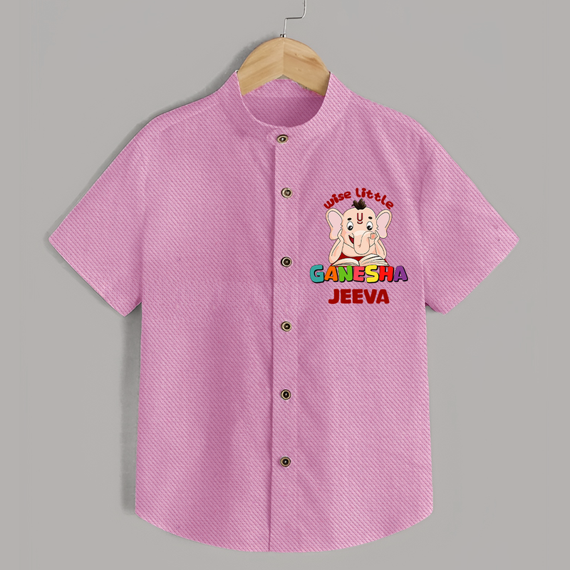 Wise Little Ganesha Shirt | Personalized Baby Shirt for Ganesha Festival - BABY PINK - 0 - 6 Months Old (Chest 23")