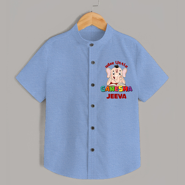 Wise Little Ganesha Shirt | Personalized Baby Shirt for Ganesha Festival - SKY BLUE - 0 - 6 Months Old (Chest 23")
