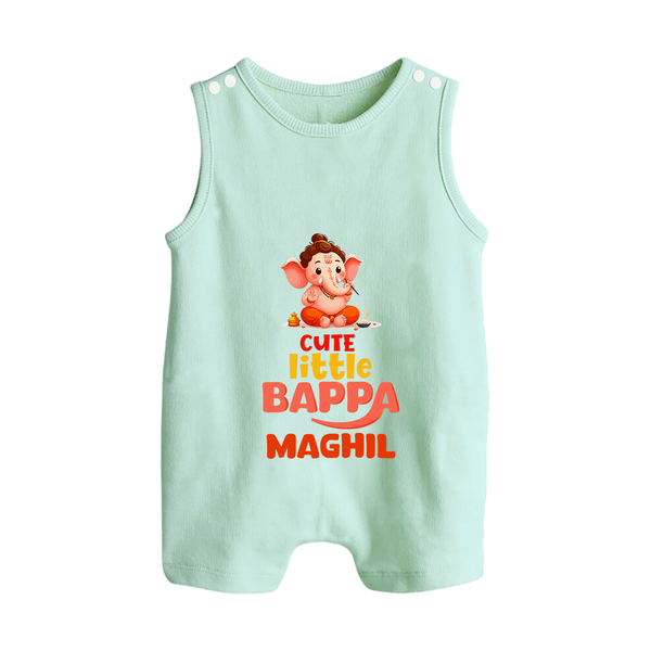 Cute Little Bappa Romper Suit / Sleeveless Romper | Custom Baby Romper Suit / Sleeveless Romper for Ganesha Devotees - MINT GREEN - 0 - 5 Months Old (Chest 18")