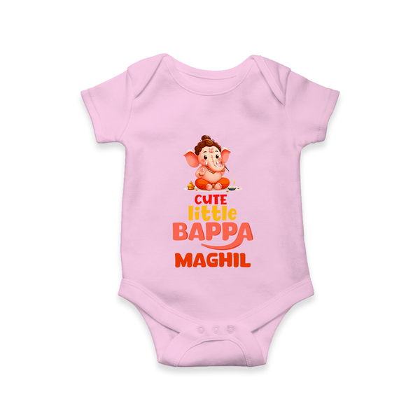 Cute Little Bappa Romper | Custom Baby Romper for Ganesha Devotees - BABY PINK - New Born (Chest 14")