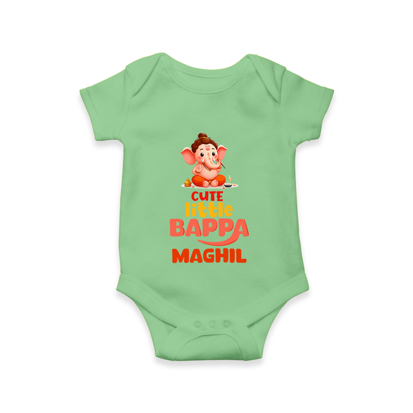 Cute Little Bappa Romper | Custom Baby Romper for Ganesha Devotees - GREEN - New Born (Chest 14")
