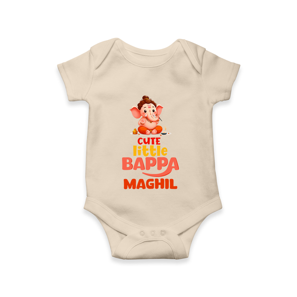 Cute Little Bappa Romper | Custom Baby Romper for Ganesha Devotees - IVORY - New Born (Chest 14")