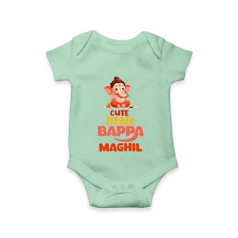 Cute Little Bappa Romper | Custom Baby Romper for Ganesha Devotees - MINT GREEN - New Born (Chest 14")