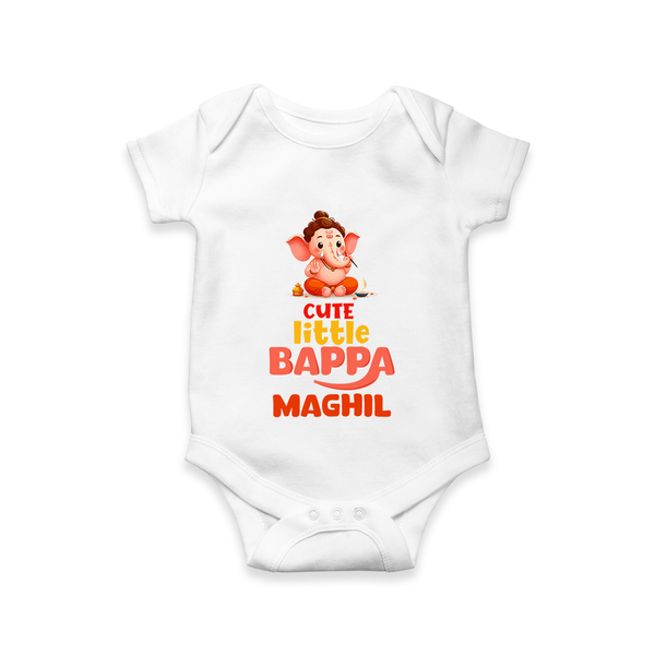 Cute Little Bappa Romper | Custom Baby Romper for Ganesha Devotees - WHITE - New Born (Chest 14")