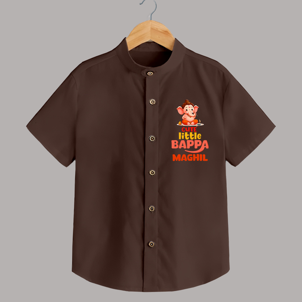 Cute Little Bappa Shirt | Custom Baby Shirt for Ganesha Devotees - CHOCOLATE BROWN - 0 - 6 Months Old (Chest 23")