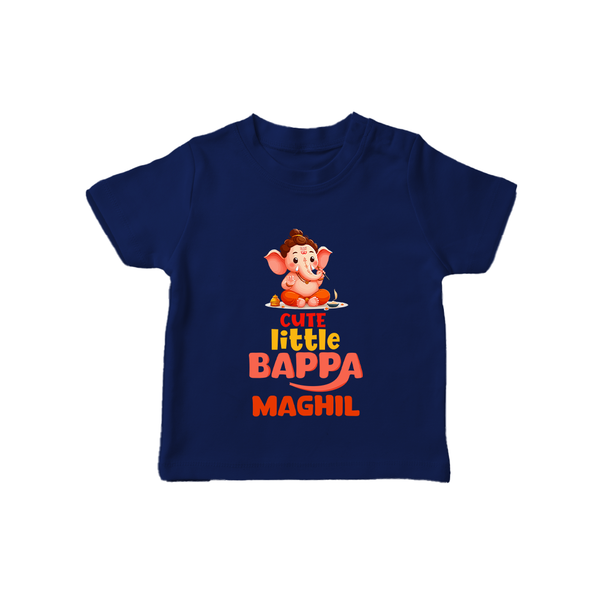 Cute Little Bappa T-Shirt | Custom Baby T-Shirt for Ganesha Devotees - NAVY BLUE - 0-5 Months Old (Chest 17")