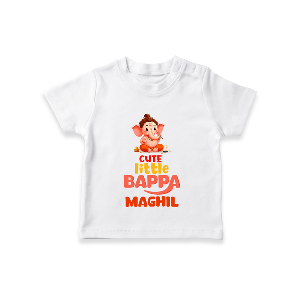 Cute Little Bappa T-Shirt | Custom Baby T-Shirt for Ganesha Devotees - WHITE - 0-5 Months Old (Chest 17")
