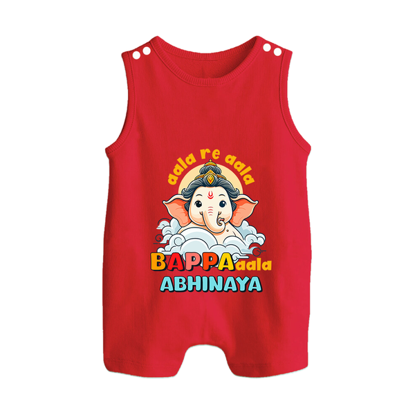 Aala Re Aala Bappa Aala Romper Suit / Sleeveless Romper | Personalized Baby Romper Suit / Sleeveless Romper for Ganesha Celebration - RED - 0 - 5 Months Old (Chest 18")