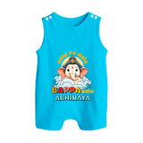 Aala Re Aala Bappa Aala Romper Suit / Sleeveless Romper | Personalized Baby Romper Suit / Sleeveless Romper for Ganesha Celebration - SKY BLUE - 0 - 5 Months Old (Chest 18")