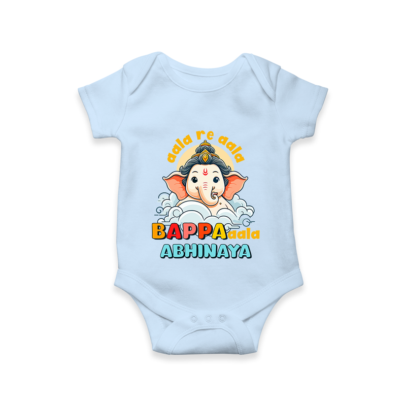 Aala Re Aala Bappa Aala Romper | Personalized Baby Romper for Ganesha Celebration - BABY BLUE - New Born (Chest 14")