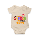 Jai Ganesha Deva Romper | Custom Baby Romper for Ganesha Festival - IVORY - New Born (Chest 14")