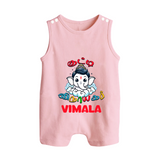 Kutty Vinayagar Romper Suit / Sleeveless Romper | Personalized Baby Romper Suit / Sleeveless Romper for Ganesha Celebration - BABY PINK - 0 - 5 Months Old (Chest 18")