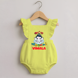 Kutty Vinayagar Romper Frock | Personalized Baby Romper Frock for Ganesha Celebration - PASTEL YELLOW - 0 - 3 Months Old (Chest 19")