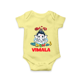 Kutty Vinayagar Romper | Personalized Baby Romper for Ganesha Celebration - PASTEL YELLOW - New Born (Chest 14")