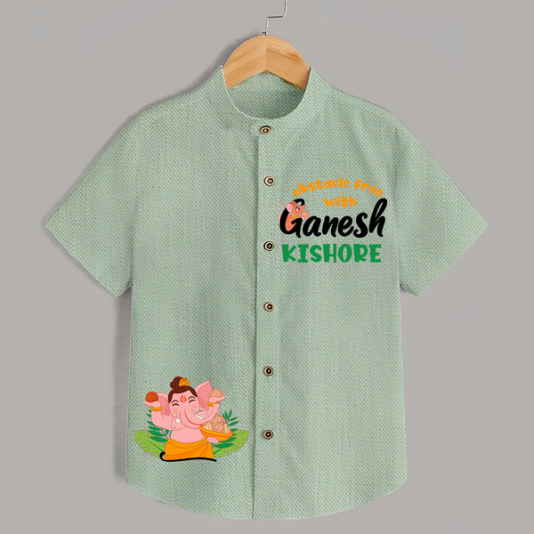 Obstacle Free With Ganesha Shirt | Personalized Shirt for Ganesha Celebration - MINT GREEN - 0 - 6 Months Old (Chest 23")