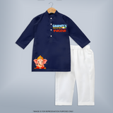Ganpati's Favourite Kurta Set | Custom Kurta Set for Ganesha Devotees - NAVY BLUE - 3 - 6 Months Old (Chest 24", Kurta Length 14'', Waist 19", Pant Length 14")