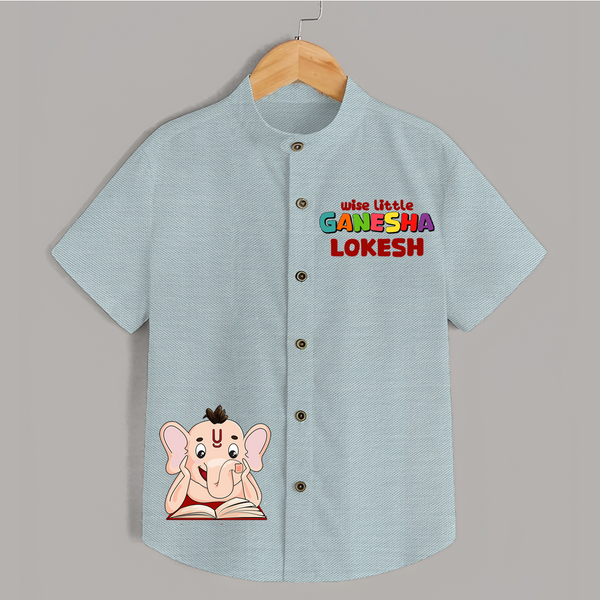 Wise Little Ganesha Shirt | Personalized Shirt for Ganesha Worship - ARCTIC BLUE - 0 - 6 Months Old (Chest 23")